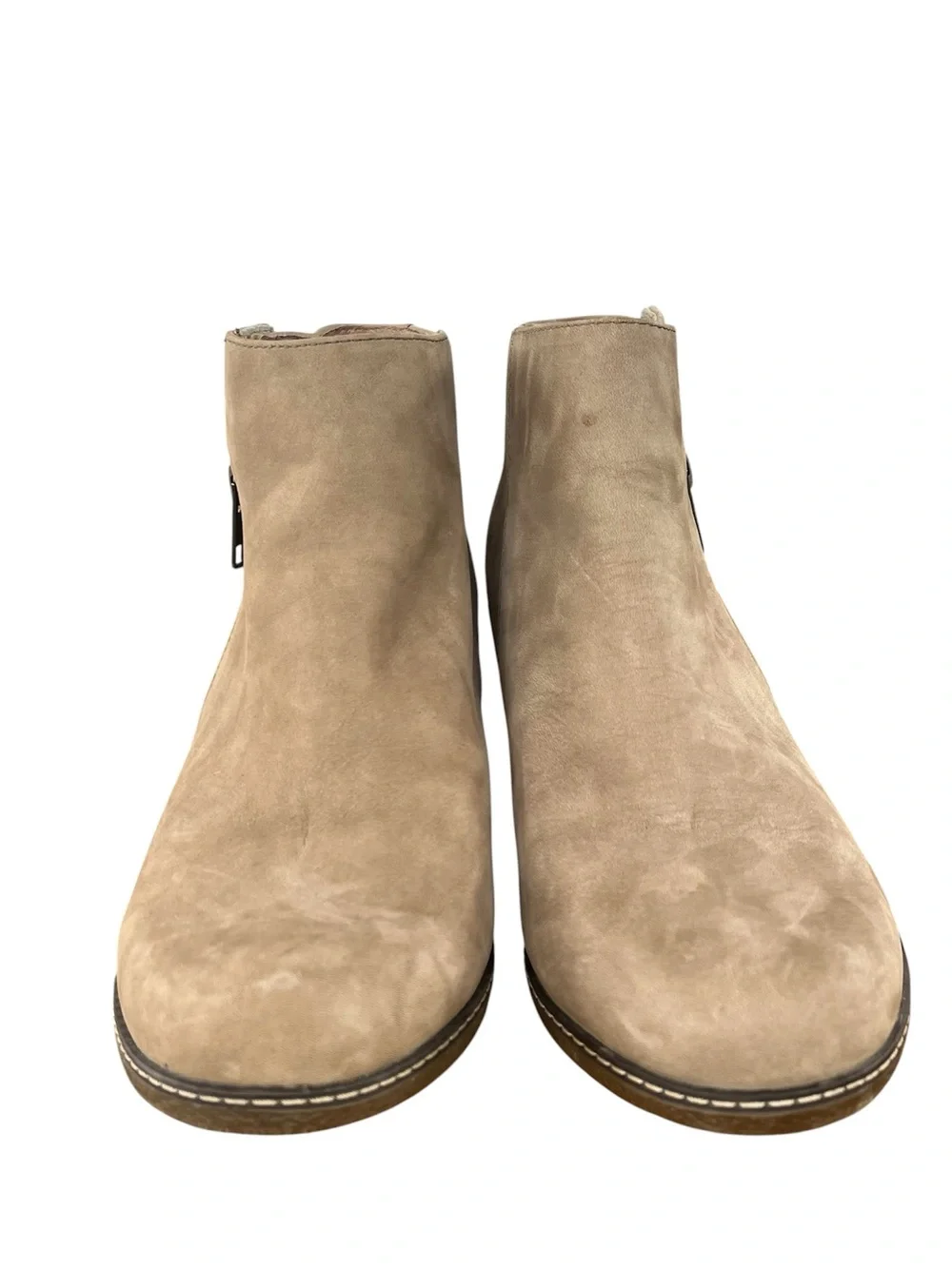Dansko Leanna Bootie Wedge Taupe Burnished Nubuck Leather Size 37 (6.5-7)
